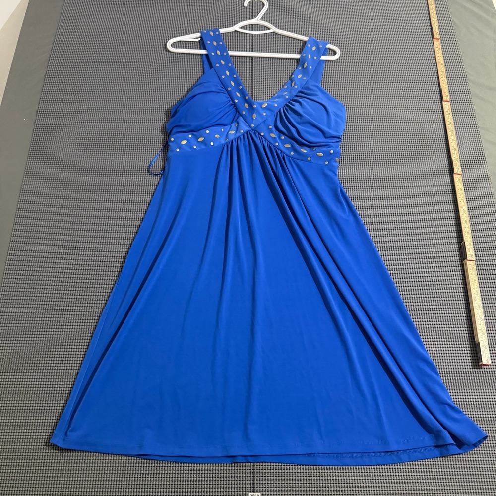 Style & Co Womens Blue Sleeveless V-Neck Studded Empire Waist Dress Size L